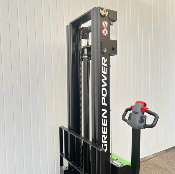 FULL ELECTRIC PALLET STACKER STRADDLE GREENPOWER ES12-25DM – 3000MM LIFT – 1200KGS - Image 3