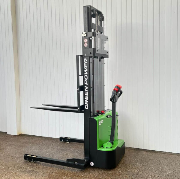 FULL ELECTRIC PALLET STACKER STRADDLE GREENPOWER ES12-25DM – 3600MM LIFT – 1200KGS - Image 6