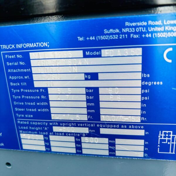 NEW NEXEN FDA35C ROUGH TERRAIN (4×4) DIESEL FORKLIFT – 4500MM LIFT – FULL CAB - Image 13