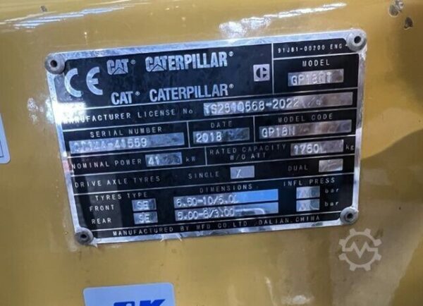 Caterpillar Forklift GP18NT - Image 10