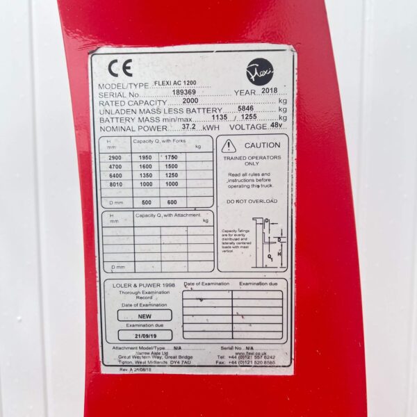 FLEXI AC1200 USED ARTICULATED FORKLIFT – 8000MM - Image 11