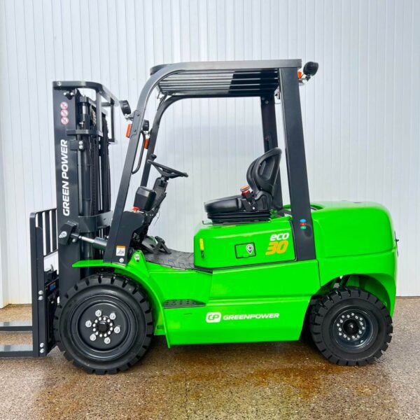 NEW LITHIUM GREENPOWER ECO 30 ELECTRIC FORKLIFT – 3000MM TO 4800MM LIFT – ROOF COVER