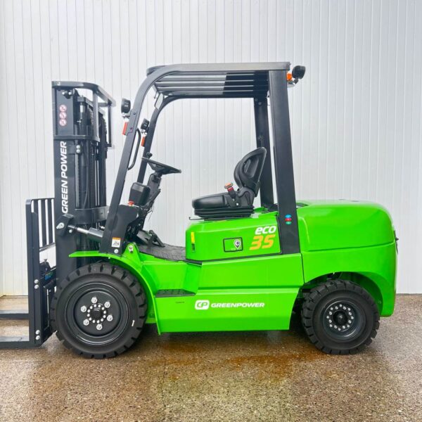 NEW LITHIUM GREENPOWER ECO 35 ELECTRIC FORKLIFT – 3000MM TO 4800MM LIFT – ROOF COVER